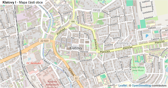 Klatovy I - mapa části obce
