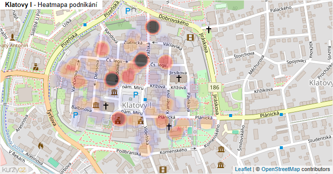 Klatovy I - mapa podnikání