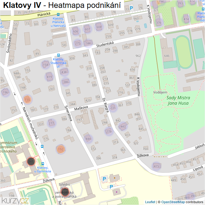 Mapa Klatovy IV - Firmy v části obce.