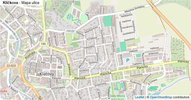 Kličkova - mapa ulice