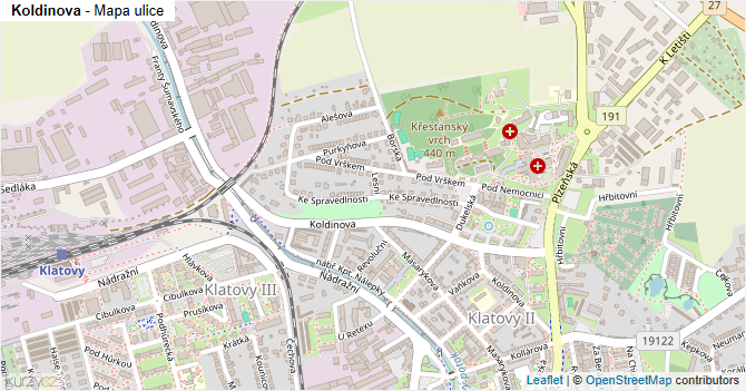 Koldinova - mapa ulice
