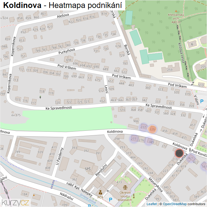 Mapa Koldinova - Firmy v ulici.