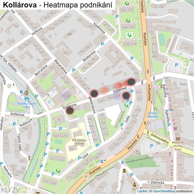 Mapa Kollárova - Firmy v ulici.