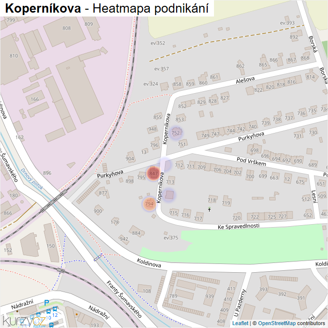 Mapa Koperníkova - Firmy v ulici.