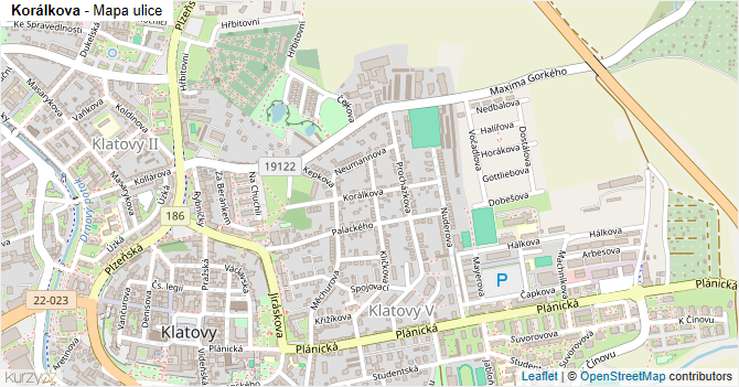 Korálkova - mapa ulice
