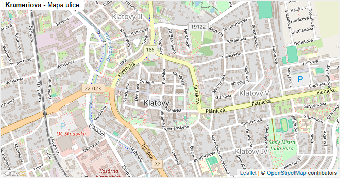 Krameriova - mapa ulice