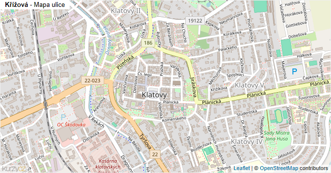 Křížová - mapa ulice