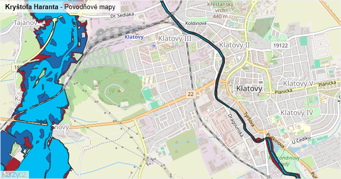 Kryštofa Haranta - záplavové mapy stoleté vody