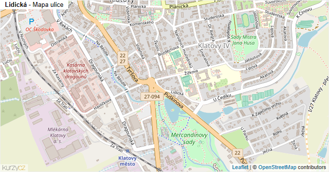 Lidická - mapa ulice