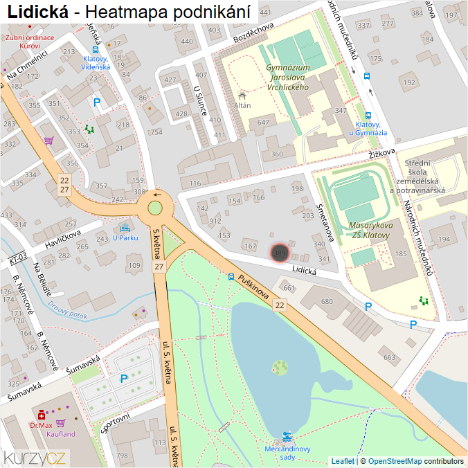 Mapa Lidická - Firmy v ulici.