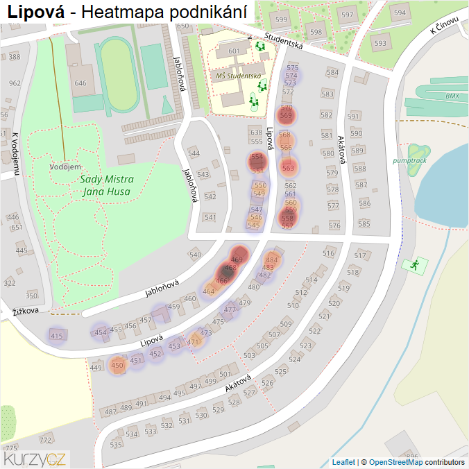 Mapa Lipová - Firmy v ulici.