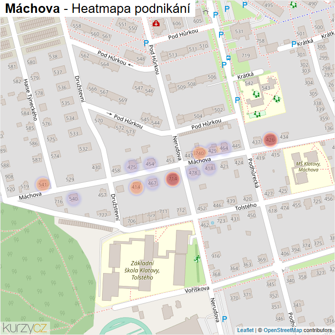 Mapa Máchova - Firmy v ulici.