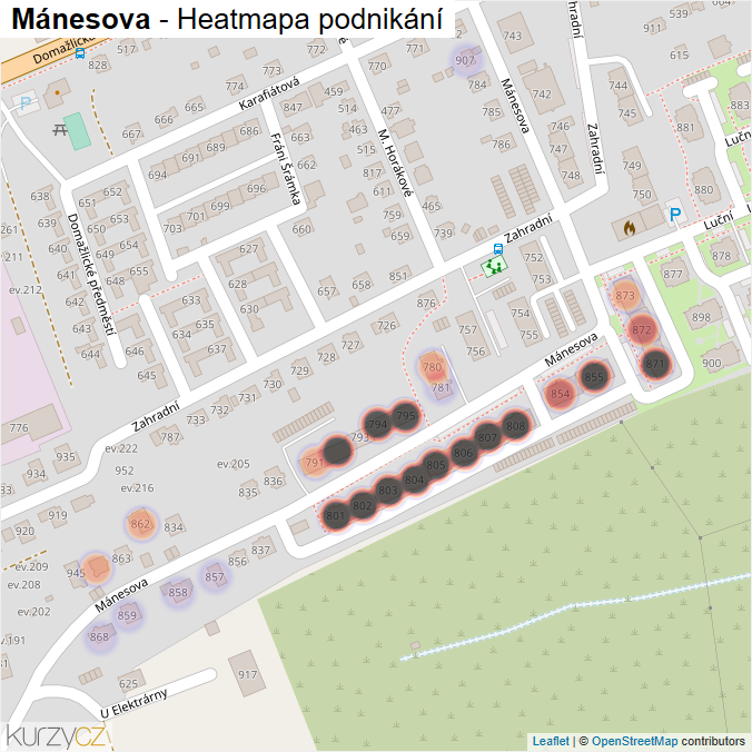 Mapa Mánesova - Firmy v ulici.