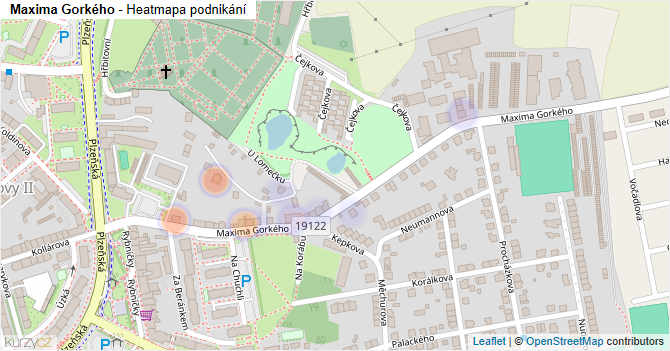 Maxima Gorkého - mapa podnikání