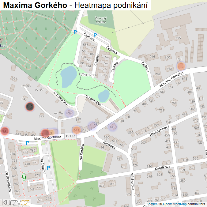 Mapa Maxima Gorkého - Firmy v ulici.