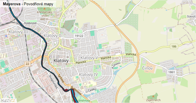 Mayerova - záplavové mapy stoleté vody