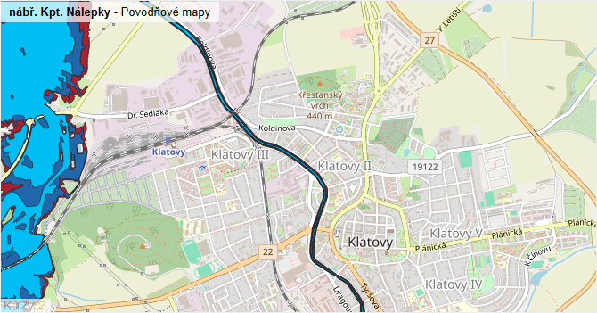 nábř. Kpt. Nálepky - záplavové mapy stoleté vody
