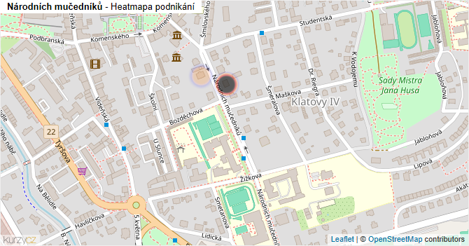 Národních mučedníků - mapa podnikání