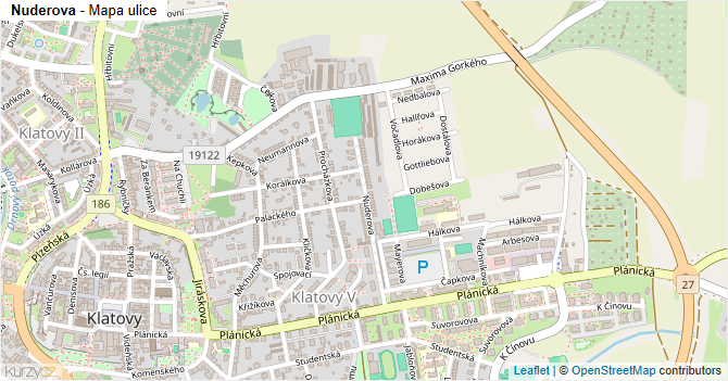 Nuderova - mapa ulice