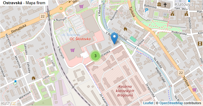 Ostravská - mapa firem