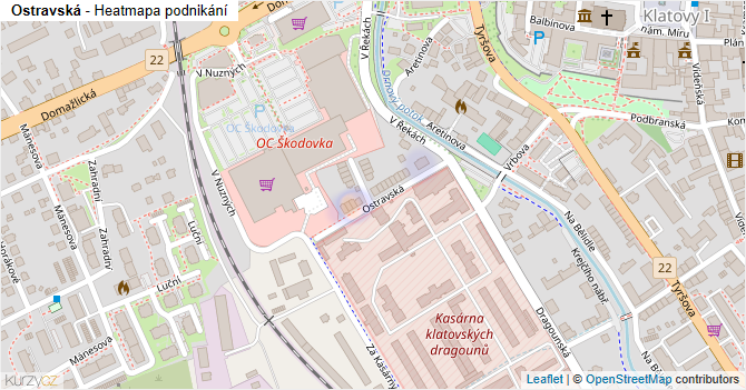 Ostravská - mapa podnikání