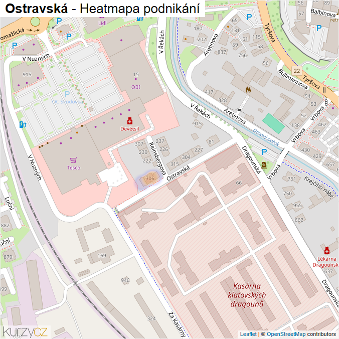 Mapa Ostravská - Firmy v ulici.