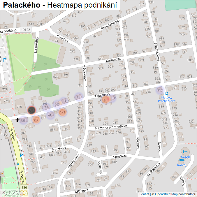 Mapa Palackého - Firmy v ulici.