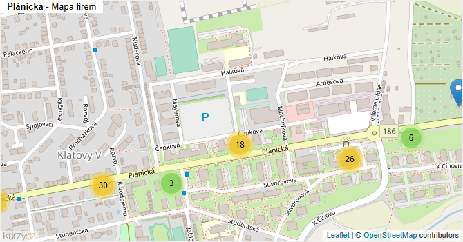 Plánická - mapa firem