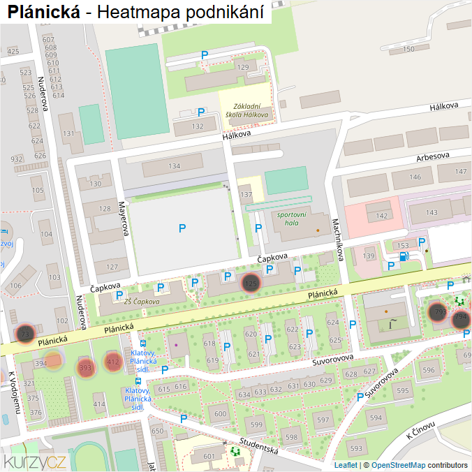 Mapa Plánická - Firmy v ulici.