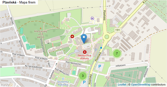 Plzeňská - mapa firem