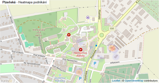 Plzeňská - mapa podnikání