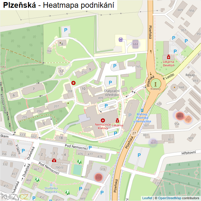 Mapa Plzeňská - Firmy v ulici.