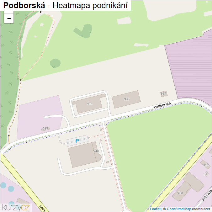 Mapa Podborská - Firmy v ulici.