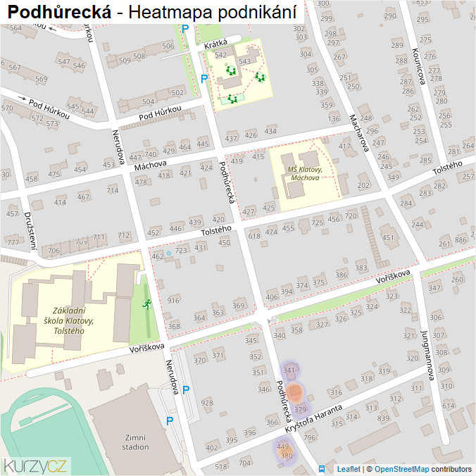 Mapa Podhůrecká - Firmy v ulici.