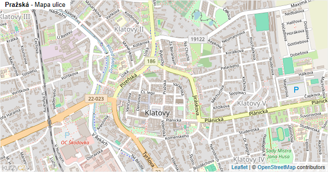 Pražská - mapa ulice