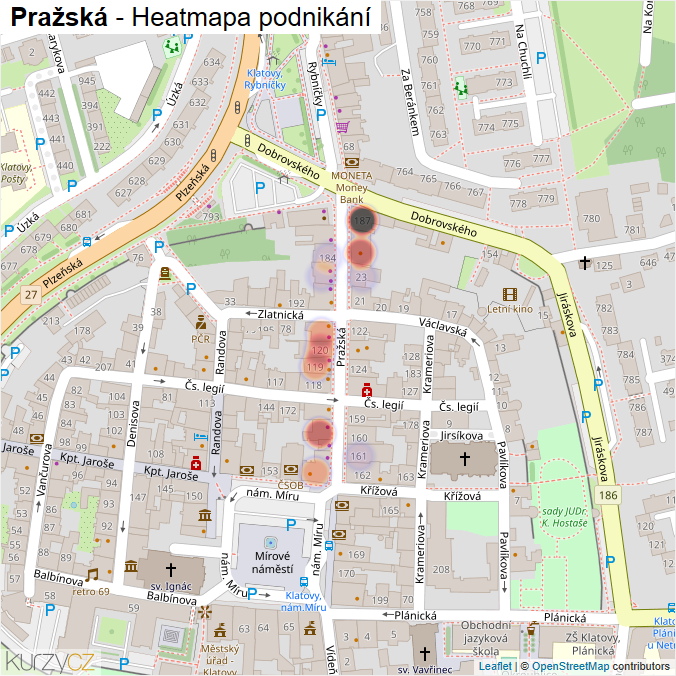 Mapa Pražská - Firmy v ulici.