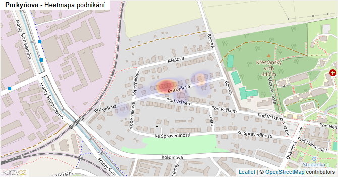 Purkyňova - mapa podnikání