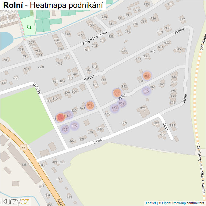 Mapa Rolní - Firmy v ulici.