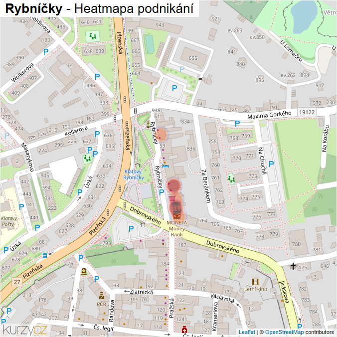 Mapa Rybníčky - Firmy v ulici.