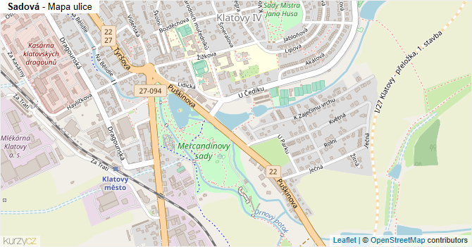 Sadová - mapa ulice