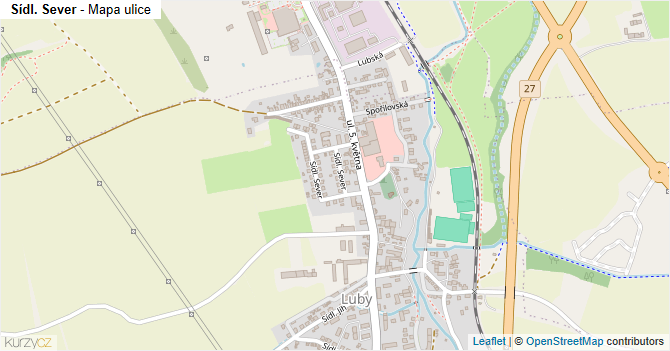 Sídl. Sever - mapa ulice