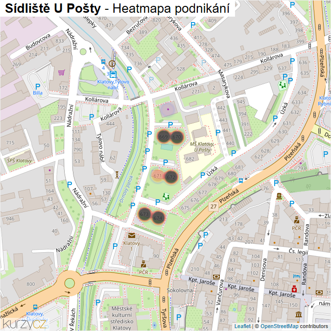 Mapa Sídliště U Pošty - Firmy v ulici.