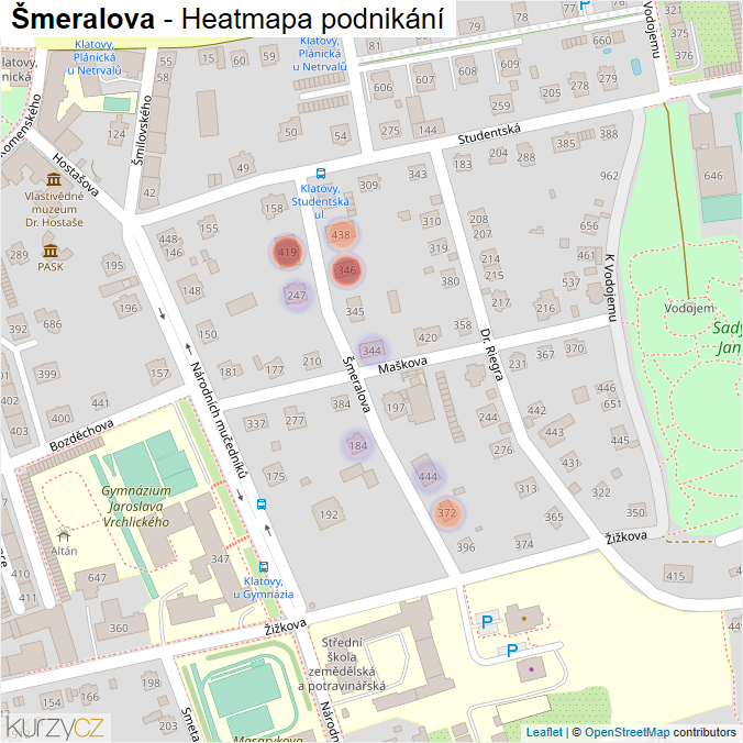 Mapa Šmeralova - Firmy v ulici.