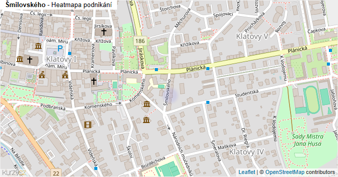 Šmilovského - mapa podnikání