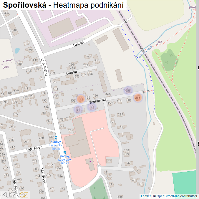Mapa Spořilovská - Firmy v ulici.