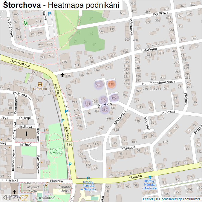 Mapa Štorchova - Firmy v ulici.