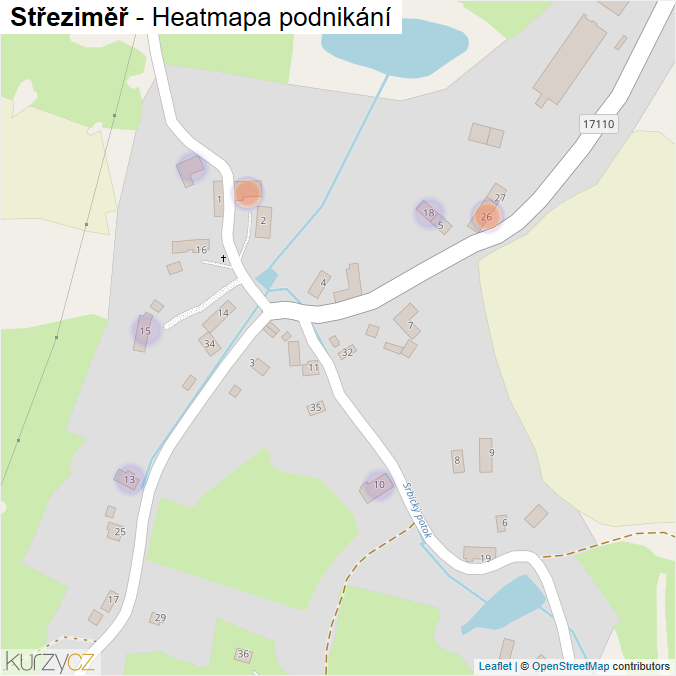 Mapa Střeziměř - Firmy v části obce.