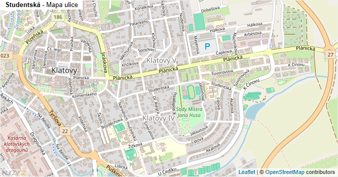 Studentská - mapa ulice