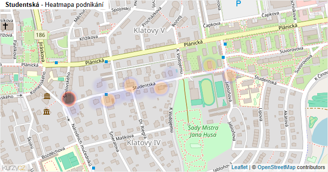 Studentská - mapa podnikání