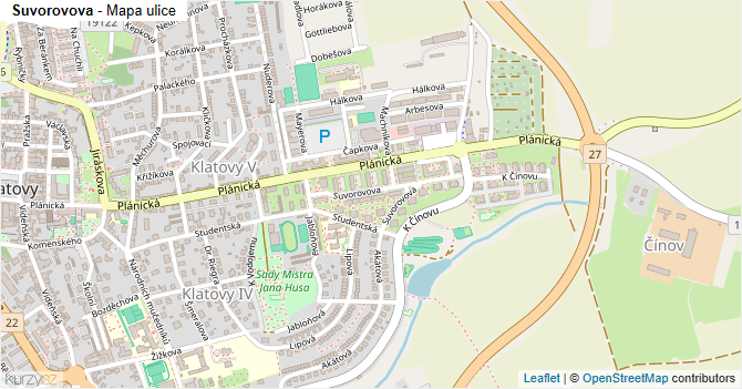Suvorovova - mapa ulice